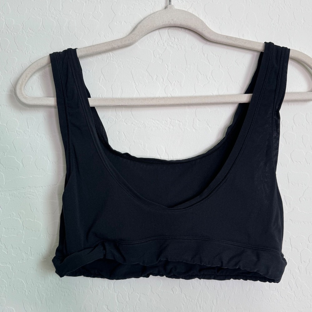 SKIMS Black Scoop Neck Bralette Tank Style Lounge Bra Onyx Women 4X Boho
